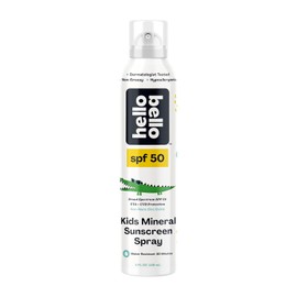 Hello Bello Spray protector solar mineral SPF 50 para niños, hipoalergénico de amplio espectro, protección UVA y UVB, apto para arrecifes y resistente al agua, 5 onzas