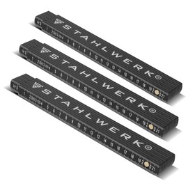 STAHLWERK Ruler Set of 3 2 Metres Precise Plastic Folding Ruler | Measuring Tape | Meter Measure with Easy-to-Read Metric Numbers