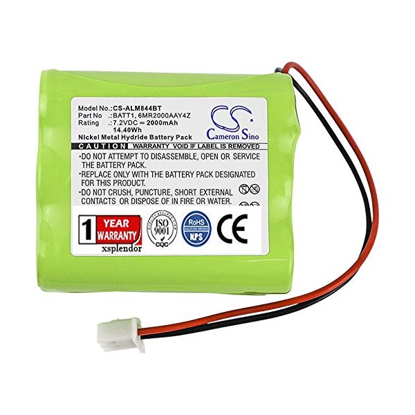 2000mAh XPS Replacement Battery for 2GIG Go Control Panels PN 228844, 6MR2000AAY4Z, BATT1