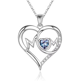 Iefil Mom Gifts Mom Birthday Necklace, Sterling Silver Mom Birthstone Jewelry Mom Mothers Valentines Day Gifts for Mom Christmas Birthday Gifts for Mom June Birthstone Alexandrite Necklace Jewelry