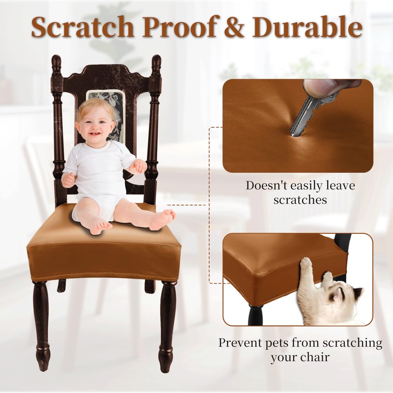 WUSOUPU Leather Seat Covers for Dining Room Chairs Set of