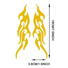 TOMALL 4 Stück 19cm Flamme Reflektierend Aufkleber für Auto Rennsport Sportstreifen Aufkleber für Golfwagen Vinyl wasserdichte Dekoration für Karosserie Truck SUV Geländewagen Skateboard (Gelb)
