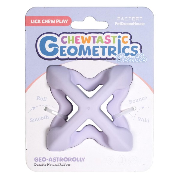 PetDreamHouse Chewtastic Geo-AstroRolly – Gentle Edition Rubber Dog Toy for