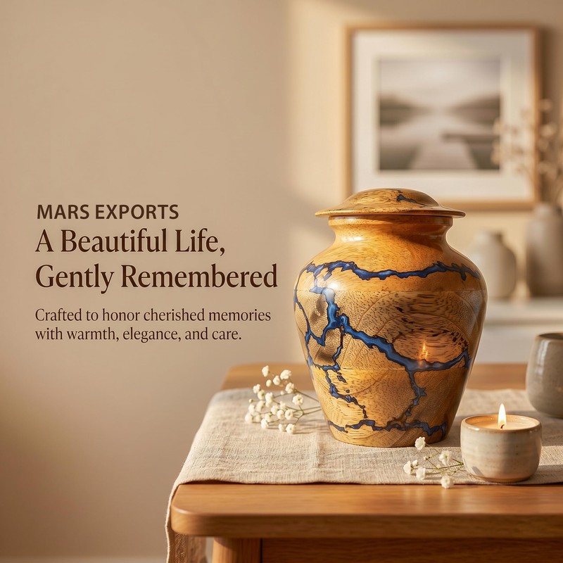 Handcrafted Wooden Cremation Urn for Human Ashes – Memorial Urn