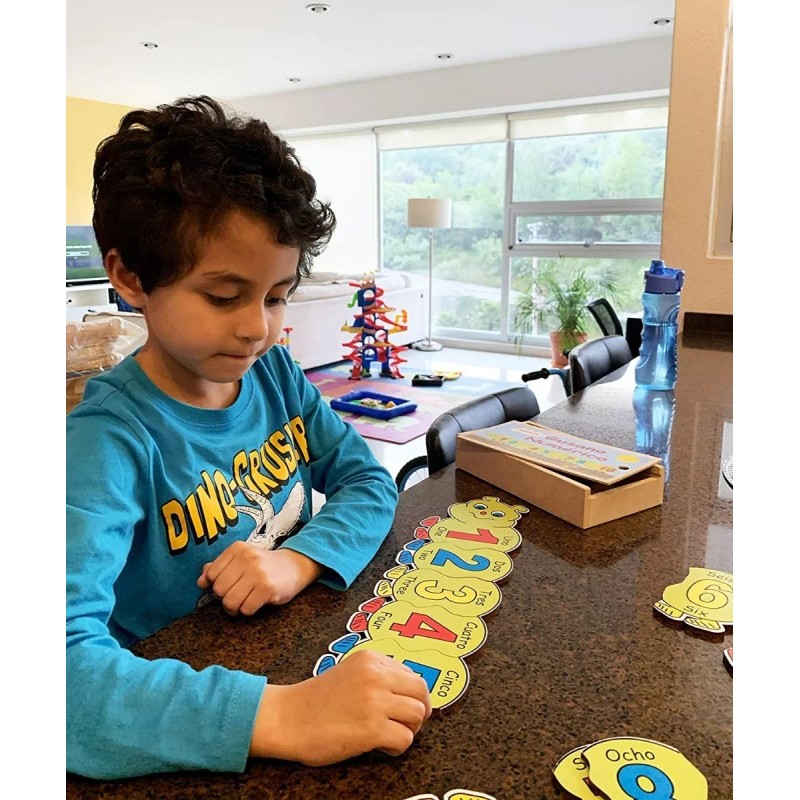 D. Imprehispanica Rompecabezas Gusano Numérico Bilingüe, Juego Mesa Didáctico
