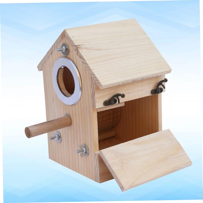 CORHAD Natural Solid Wood Bird Nest Breeding Box No Paint