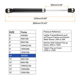 sourcing map 10 Inch 40N/9lb Gas Shock Strut Lift Support, Gas Spring for RV, Bed Floor, Hatch Door, TV Cabinet, Box Lid (Black, Set of 4)