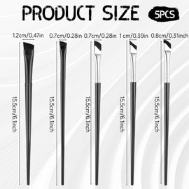 LXUEJIE 5 PCS Eyeliner Brushes Set, Black Fine Angled Eyebrow Concealer Brushes Ultra Thin Slanted Flat Angle Eye Makeup Brush Professional Beauty Cosmetic Tool for Precision Makeup Application