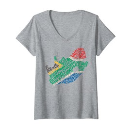 Womens Patriotic South Africa Food Map Africans V-Neck T-Shirt