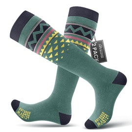 OutdoorMaster Unisex Ski Socks,Skiing and Snowboarding Socks for Men & Women with Over the Calf Design/Non-Slip Cuff