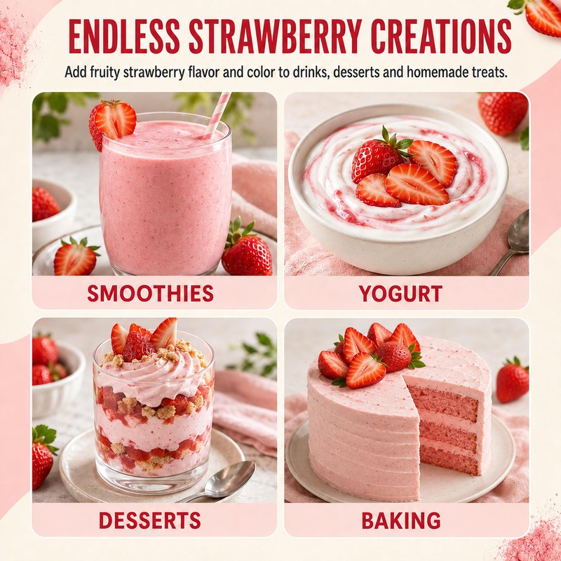 Sturelehub Organic Freeze Dried Strawberry Powder 8oz Fresh Taste in
