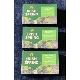 Irish Spring Original Clean Bar Soap, 3 Bars, 4oz. each, Made With Flaxseed Oil