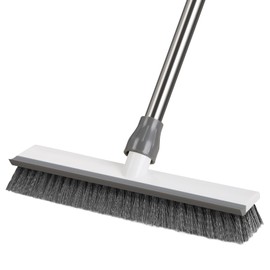 Mitclear Spazzola per Pavimenti con Manico Lungo(128cm), 2 in 1 Spazzole a Setole Rigide con Tergipavimento per la Pulizia di Piastrelle e Superfici in Legno, Cucina, Bagno, Terrazza, Patio, Garage