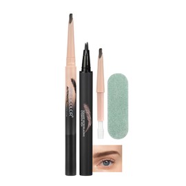 Anglicolor Microblading Eyebrow Pen Set 3-Minute Draw Natural Brows,Brow Fection Angled Brush Fast Fill,Eyebrow Pencil Precision Outlinin,Replaceable Core,Best When Combined (03 gray brown)
