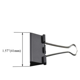 HAHIYO Binder Clips Paper Clamps Spring Steel Sturdy Medium 1.57 inches Width 0.55 Inch Capacity No Sharp Edges Heavy Duty Tight Grip Reusable Black Metal Bright Finish for Home Office School 30 Pack