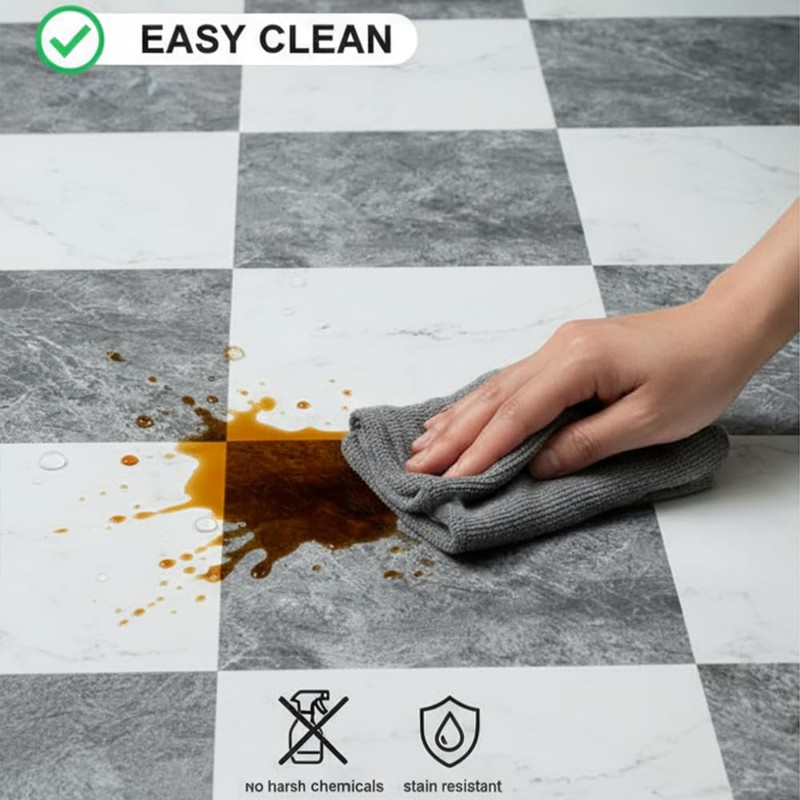 Checkered Peel and Stick Vinyl Flooring Roll – 15.7"x 236"