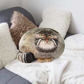 Maomoto Steppe Cat Plush, Cat Stuffed Animal 18inch, Pallas Cat Plush Pillow, Cute Plushies for Girls, Soft Plush Pillow, Throw Pillow Doll Decoration Doll Gift for Kids Boys Party Christmas