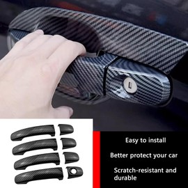 KELEIMAI Car Accessories Fit for Ford Ranger T8 2015-2021 Exterior Door Handle Cover Trim (Carbon Fiber Style) ABS 8 PCS