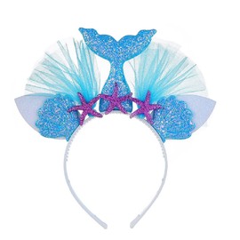 The Crafty Owl Mermaid Ruffles Tail Headbands for Girls and Adults for Party, festivals. (Blue)