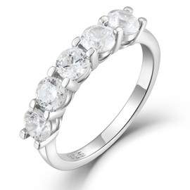 YL Birthstone Women's Rings 925 Sterling Silver 5A Cubic Zirconia Stackable Ring Eternity Ring Jewellery Gifts for Women Mother Girlfriend, Silver Silver 04-April & Zirconia, Cubic Zirconia