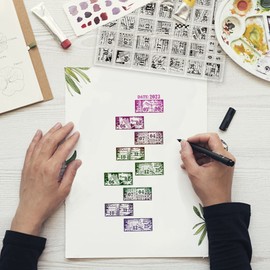 GLOBLELAND Vintage Date Clear Stamps Retro Number Text Background Silicone Clear Stamp Seals for DIY Scrapbooking Journals Decorative Cards Making Photo Album