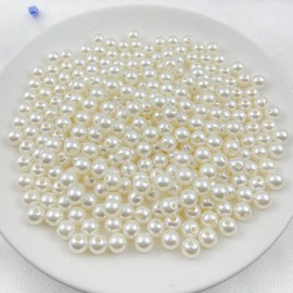 Mulutoo 300Pcs 10MM Pearl Beads with Hole ABS Fake Pearls for Jewelry Making, Bracelets, Necklaces, Hairs, Crafts, Decoration and Vase Filler(31-Ivory White)