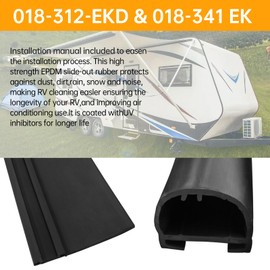 Combo RV Slide Out Seal | 018-312-EKD & 018-341 EK | 1" x 15/16" x 35' D-Seal Wiper & 1/2" x 2.75" x 35' Seal Base Weather Stripping Replacement for RV Camper Slideout System Black Rubbers