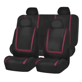FH Group única y Plana, de Tela, Cubierta de Asiento de Coche, Burgundy
