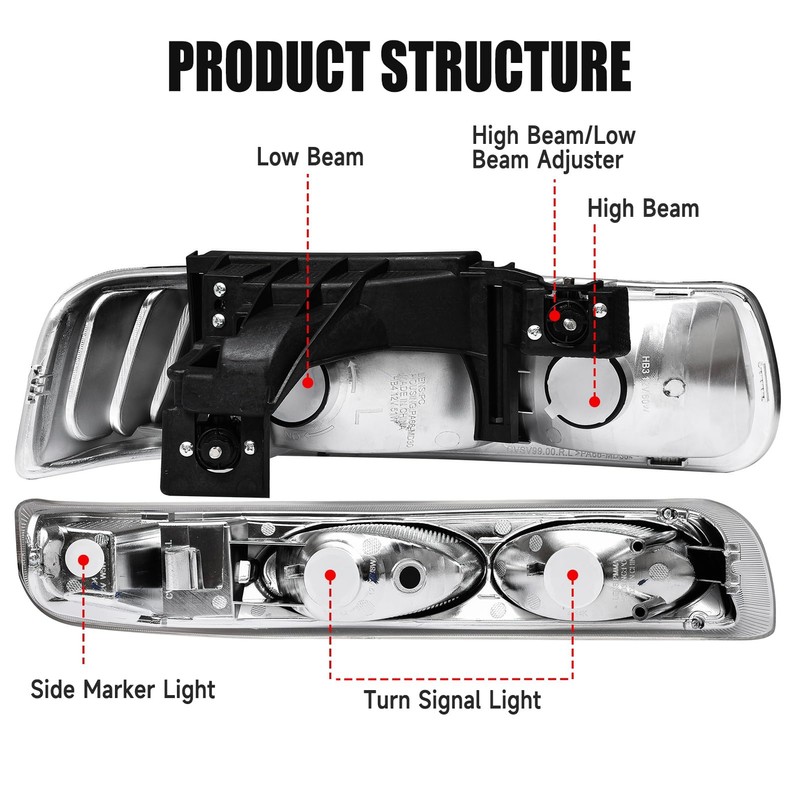 TopAutoGear for 2002 Silverado Headlight Assembly Compatible with 1999 2000