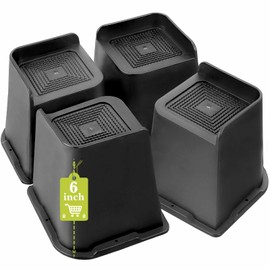 Yookwutar Yookwutar Bed Risers 2 inch, 3 inch, 4 inch, 6 inch, 8 inch Heavy Duty, Oversized Furniture Riser for Couch Sofa Table Chair Leg Frame Dorm, Support up to 6000 Lbs (Black 4 Pack, 6 inch-1)