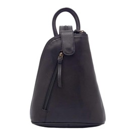 Lloyd Baker London - BHIWANI Genuine Leather Backpack Daypack Crossbody Bag Small Leather Backpack with Front and Back Zip Pockets, black