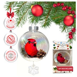Crystalize Home - Cardinal Christmas Ornaments - Red Bird Ornaments for Christmas Tree - Birthday, for Mom, Dad, Sister and Friends - Crystal Red Cardinal Ornament for Christmas Tree