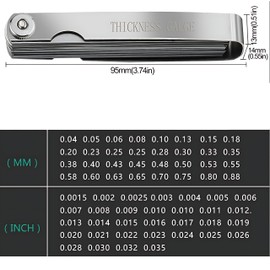 AMSAMOTION 32 Blade Feeler Gauge Universal Thickness Gauge Stainless Steel Metric/Imperial Gap Gauge for Measuring Gap Width/Thickness/Metric Sizes - 0.04-0.88 mm