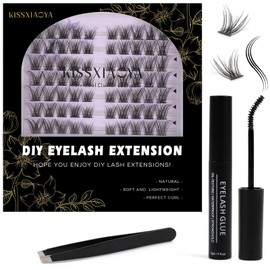 KISSXIAOYA Cluster Eyelash Extension, Lashes, Eyelash Curler, Eyelash Seal, Tweezers, DIY Customised Eyelashes (Mix 9-15 mm, A05)