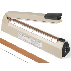 Yeler 12 Inch Impulse Heat Sealer - Manual Poly Bag Sealer Machine for Plastic PE PP Bags - Extra Replace Element Grip (Beige)