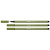 STABILO Pen 68 Set of 3 Felt-Tip Pens Moss Green