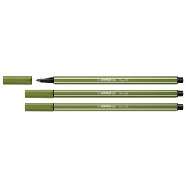 STABILO Pen 68 Set of 3 Felt-Tip Pens Moss Green