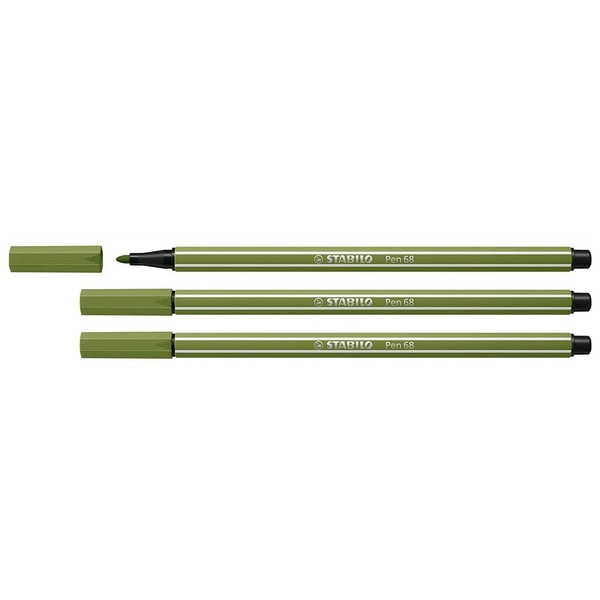 STABILO Pen 68 Set of 3 Felt-Tip Pens Moss Green