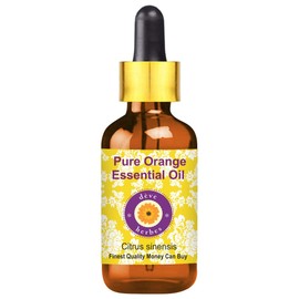 Deve Herbes Pure Orange Essential Oil (Citrus sinensis) with Glass Dropper Steam Distilled 30ml (1 oz)
