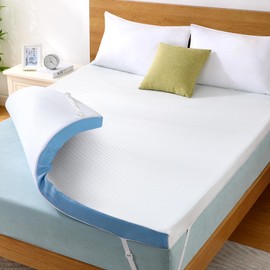 Marsail 3 Inch Gel Infused Memory Foam Mattress Topper, Queen, Topper with Polyester Cover