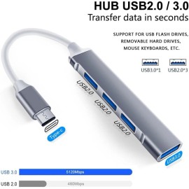 Universal USB 3.0 Hub,4 Port USB Hub USB Splitter Compact USB multiport Adapter
