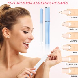 NICEMOVIC 6 Pack Glass Nail File with Case,Unique Christmas Gifts Stocking Stuffers for Women Adults,Crystal Fingernail Files Set,Double Sided Finger Nail Files, Gradient Color Nail Files and Buffers