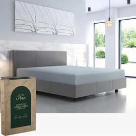 LYMA Bedding Fitted Sheet, Double, Deep Pockets 30CM, OEKO-TEX Certified, Ultra Soft Nanoplush Double Brushed Quick Dry Fabric, Shrink & Fade Resistant, Easy Care Elastic Bottom Sheet (Light Grey)
