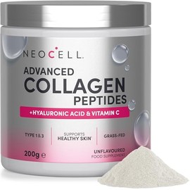 Collagen Powder 5000mg | Grass-Fed Hydrolysed Bovine Collagen Peptides (Type I, III) with Vitamin C & Hyaluronic Acid | Supplement for Women & Men | Unflavoured | 200g | NeoCell
