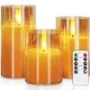Homemory Amber Glass Flameless Candles, Battery Operated LED Pillar Candles