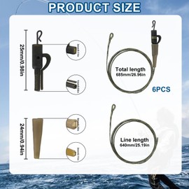TYBYBB 6 Pieces Fishing Accessories Carp Accessories 64 cm 45 lb Chod Rig Leader Leadcore Safety Lead Clip Hair Assembly Carp Inline Helicopter Carp Ready Hair Fishing Rig Leader Accessories Assembly