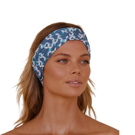 LOUVELLE Stylish SERAPHINE Luxury Silky Headband Quick Dry, Stretchy to Protect Hairline while Applying Makeup, Masks, or by the Pool (Emerald Geo)