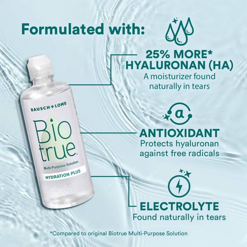 Biotrue Hydration Plus Contact Lens Solution, Multi-Purpose for Soft Lenses,