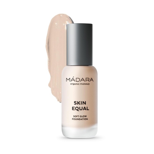 MÁDARA Organic Skincare | Skin Equal Soft Glow Foundation SPF15#10 PORCELAIN IVORY - 30ml, Lightweight mineral foundation, Longwear, Naturally-radiant skin finish and adjustable coverage, Vegan.