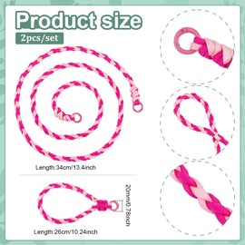 PH PandaHall Set of 2 Phone Chain Crossbody Straps, Hot Pink Cord Crossbody Cellphone Strap Lanyard Wrist Strap Phone Purse Chains with Alloy Clasps for Women Gift Shopping Travel Party